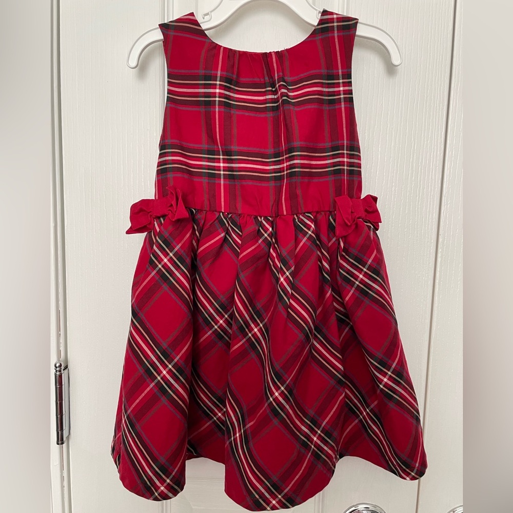 Carter's Red Plaid Toddler Dress with Bows. 3T. Worn One Time. EUC.